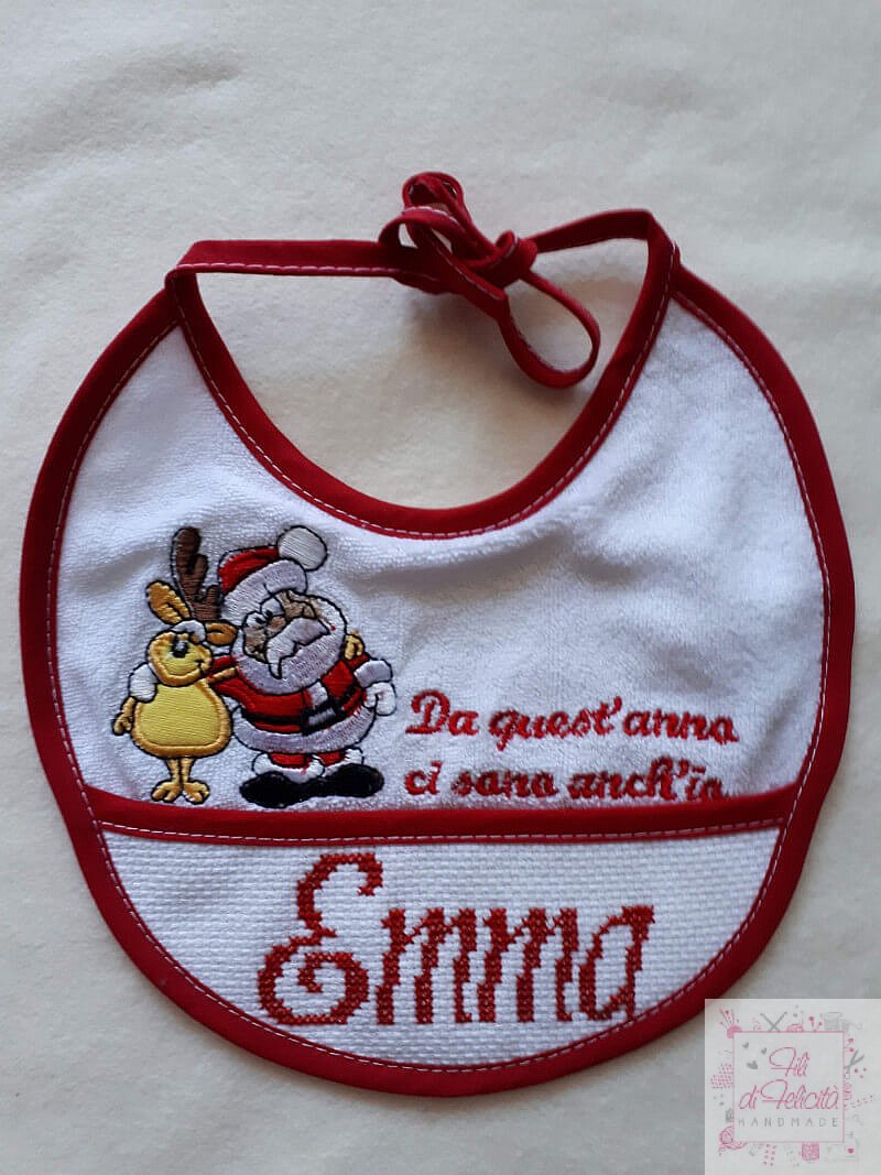 Bavaglino primo Natale Emma - Il Santo Natale
