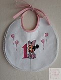 Bavaglino primo compleanno con Minnie della Disney - Bavaglini punto croce