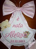 E' nata Alessia con orsetto fizzy moon - Fiocchi nascita punto croce