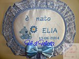 E' nato Elia con orsetto - Fiocchi nascita punto croce