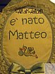 E' nato Matteo con cicogna - Fiocchi nascita punto croce