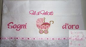 Lenzuolino per carrozzina sogni d'oro e disegno culla - Lenzuolini punto croce